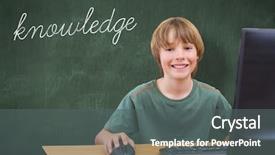  Presentation with school computer labs - PPT theme consisting of word knowledge and school kid background and a  colored foreground