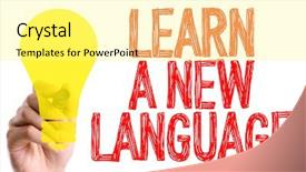  Presentation with writing skills - Beautiful theme featuring word learn a new language backdrop and a blonde colored foreground