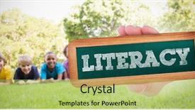  Presentation with literacy - Slide deck with word literacy and hand showing background and a  colored foreground
