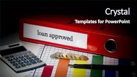  Presentation with business loan - PPT theme enhanced with word loan approved on red background and a black colored foreground