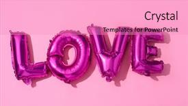  Presentation with balloons - Slides consisting of love against a pink background background and a coral colored foreground