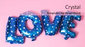  Presentation with balloons blue - Amazing slides having love against a pink background backdrop and a lemonade colored foreground