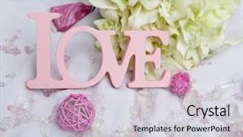  Presentation with white wedding - Cool new slide deck with word love and decoration details over white wedding decor backdrop and a light gray colored foreground