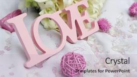  Presentation with wedding white - Presentation design consisting of word love and decoration details over white wedding decor background and a coral colored foreground