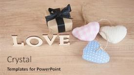  Presentation with colorful fabric - Slide deck consisting of word-love-from-wooden-letters background and a lemonade colored foreground