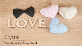  Presentation with colorful fabric - Slide set consisting of word-love-from-wooden-letters background and a lemonade colored foreground