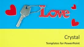  Presentation with red heart key - Presentation theme with word love has red lettering background and a yellow colored foreground