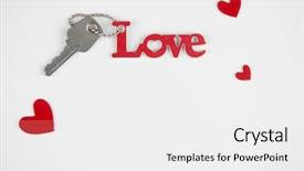  Presentation with heart love - Colorful PPT theme enhanced with word love has red lettering backdrop and a white colored foreground