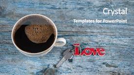  Presentation with heart love - Colorful PPT theme enhanced with word love has red lettering backdrop and a seafoam green colored foreground