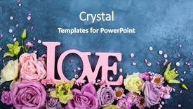  Presentation with blue floral - Amazing PPT theme having word love on blue vintage backdrop and a teal colored foreground