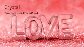  Presentation with glitter - Cool new PPT theme with word love on red bright glitter lights bokeh background backdrop and a coral colored foreground