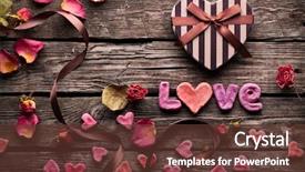  Presentation with valentines day - Slide set consisting of word love with heart shaped background and a tawny brown colored foreground