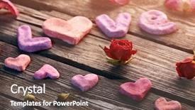  Presentation with love heart - Presentation theme featuring word-love-with-rose-petals background and a tawny brown colored foreground
