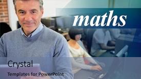  Presentation with maths - Cool new slides with word maths against teacher holding backdrop and a seafoam green colored foreground