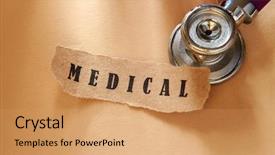  Presentation with medical social work - Audience pleasing theme consisting of word medical written backdrop and a coral colored foreground