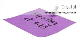  Presentation with note - Colorful theme enhanced with word meeting written on an adhesive note backdrop and a white colored foreground