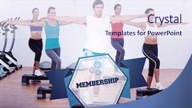  Presentation with membership - Colorful slide deck enhanced with word membership and fitness class backdrop and a sky blue colored foreground