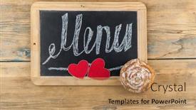  Presentation with chalk board - Colorful PPT theme enhanced with word-menu-on-chalk-board backdrop and a coral colored foreground