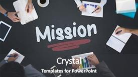  Presentation with mission - Presentation theme consisting of word mission and business meeting against blackboard background and a dark gray colored foreground