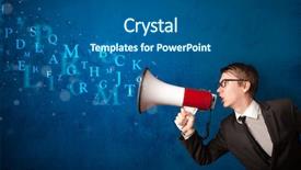  Presentation with mouth - Beautiful theme featuring word mouth - man in shirt shouting backdrop and a ocean colored foreground