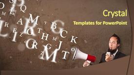  Presentation with mouth - PPT layouts enhanced with word mouth - man in shirt shouting background and a tawny brown colored foreground