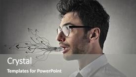 Presentation with mouth - Audience pleasing slide deck consisting of word mouth - talkative man backdrop and a gray colored foreground