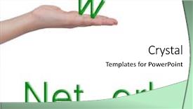  Presentation with network - Audience pleasing slide set consisting of word-network-and-female-hand backdrop and a  colored foreground