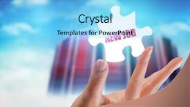  Presentation with towers - Colorful presentation theme enhanced with word new job and hand showing against composite image of server towers backdrop and a light blue colored foreground