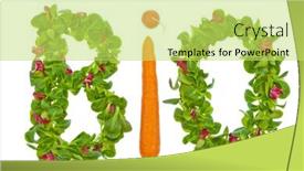  Presentation with healthy diet organic food - Cool new theme with word-organic-salad-from-vegetables backdrop and a yellow colored foreground