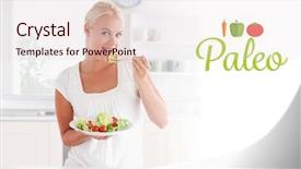  Presentation with eating - Cool new theme with word paleo against blonde woman backdrop and a  colored foreground