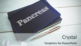  Presentation with pancreas - Slide deck enhanced with word pancreas and glucose monitor background and a sky blue colored foreground