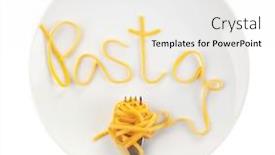  Presentation with spaghetti - Theme consisting of word pasta made of spaghetti on plate isolated on white background and a white colored foreground