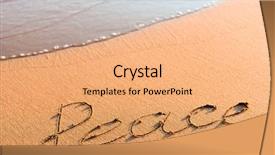  Presentation with peace - Beautiful PPT theme featuring word peace on sand backdrop and a coral colored foreground