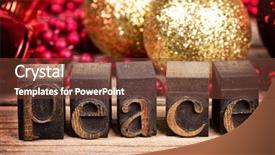  Presentation with traditional wood - Slide set with word peace written with vintage background and a tawny brown colored foreground