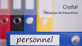  Presentation with binder - Colorful slide set enhanced with word personnel on blue business binder backdrop and a light gray colored foreground