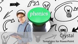  Presentation with phonics - Presentation design featuring word phonics and geeky student background and a light gray colored foreground