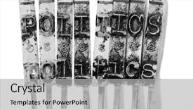  Presentation with politics - Colorful PPT theme enhanced with word politics with old typewriter backdrop and a light gray colored foreground