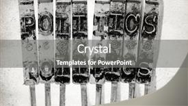  Presentation with news paper - PPT theme with word politics with old typewriter background and a gray colored foreground