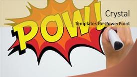  Presentation with pow - Cool new slide deck with word pow against female hand backdrop and a  colored foreground