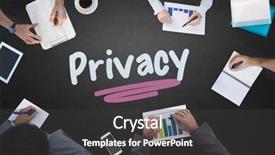  Presentation with privacy - Audience pleasing PPT theme consisting of word-privacy-and-business-meeting backdrop and a  colored foreground