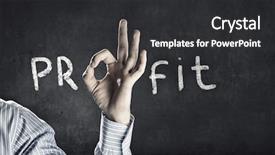  Presentation with profit - Beautiful presentation design featuring word profit with human hand instead of letter backdrop and a dark gray colored foreground