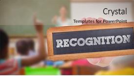  Presentation with recognition - Cool new PPT layouts with word recognition and hand showing backdrop and a coral colored foreground