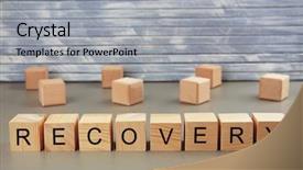  Presentation with recovery - Cool new PPT theme with word recovery written on wooden backdrop and a light gray colored foreground