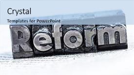  Presentation with reform - Slide deck consisting of word reform in lead letters background and a light blue colored foreground