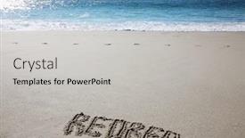  Presentation with sand ocean - PPT layouts consisting of word-retired-written background and a light gray colored foreground