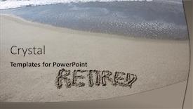  Presentation with sand ocean - Theme with word-retired-written background and a light gray colored foreground