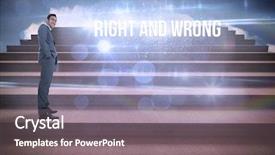  Presentation with ethics - Audience pleasing presentation design consisting of word right and wrong backdrop and a gray colored foreground
