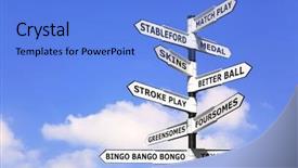  Presentation with word scramble - Beautiful presentation theme featuring word scramble - concept image of a signpost backdrop and a light blue colored foreground