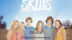  Presentation with skills - PPT theme having word skills and a group background and a coral colored foreground