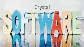  Presentation with software - Beautiful PPT theme featuring word-software-made-wit-wooden backdrop and a sky blue colored foreground